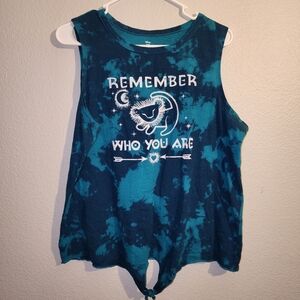 Disney Lion King tie-front tank top in a teal and blue tie-dye 2x Tank Top Simba